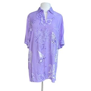 Purple 100% Rayon tropical shirt